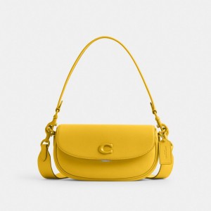 Coach Emmy Saddle Bag 23 Glovetanned Leather/Silver/Canary | COH864922