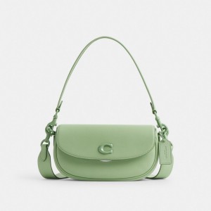 Coach Emmy Saddle Bag 23 Glovetanned Leather/Silver/Pale Pistachio | COH865227