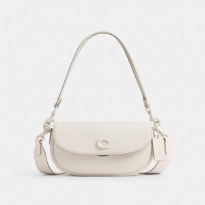 Coach Emmy Saddle Bag 23 Glovetanned Leather/Silver/Chalk | COH865272
