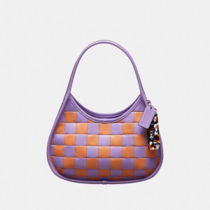 Coach Ergo Bag In Checkerboard Patchwork Upcrafted Leather Iris/Faded Orange | COH864958