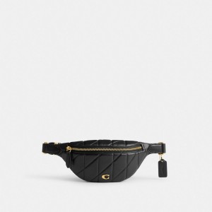 Coach Essential Belt Bag With Pillow Quilting Brass/Black | COH865449