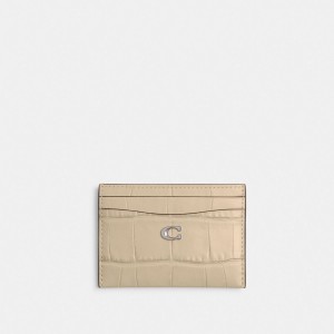 Coach Essential Card Case Croc Embossed Leather/Silver/Ivory | COH865547