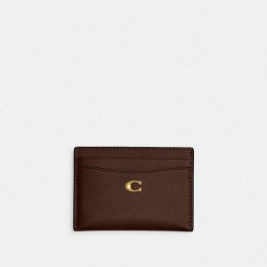 Coach Essential Card Case Refined Calf Leather/Brass/Maple | COH865548