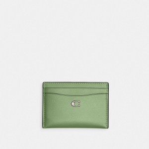 Coach Essential Card Case Refined Calf Leather/Silver/Pale Pistachio | COH865570