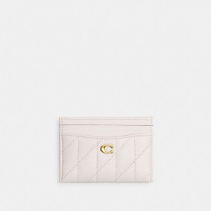 Coach Essential Card Case With Pillow Quilting Nappa Leather/Brass/Chalk | COH865609