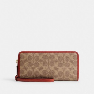 Coach Essential Continental Wallet In Signature Canvas Brass/Tan/Rust | COH865515