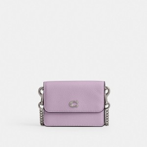 Coach Essential Half Flap Card Case Silver/Soft Purple | COH865551