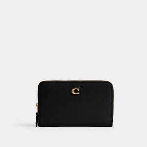 Coach Essential Medium Zip Around Wallet Brass/Black | COH865509