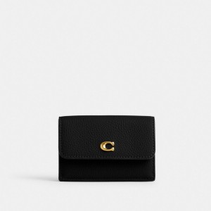 Coach Essential Mini Trifold Wallet Brass/Black | COH865556