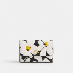 Coach Essential Mini Trifold Wallet With Floral Print Brass/Chalk Multi | COH865590