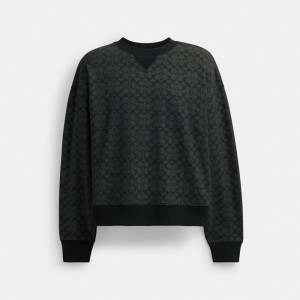 Coach Essential Signature Crewneck Charcoal Signature | COH865948