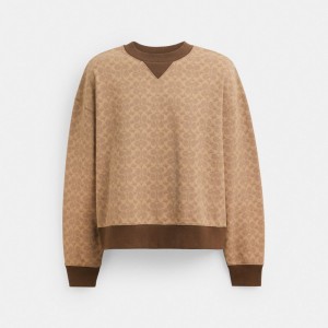 Coach Essential Signature Crewneck Tan Signature | COH866883