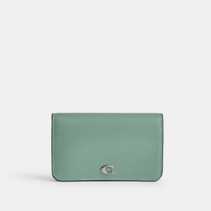 Coach Essential Slim Card Case Silver/Aquamarine | COH865553