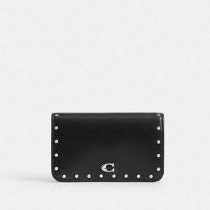 Coach Essential Slim Card Case With Rivets Silver/Black | COH865583