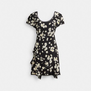 Coach Floral Mini Dress Black | COH866065