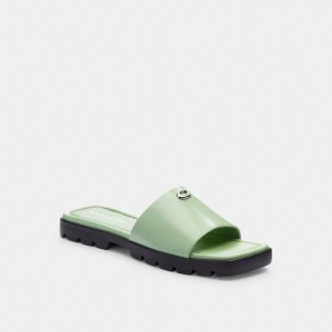 Coach Florence Sandal Leather/Pale Pistachio | COH865854