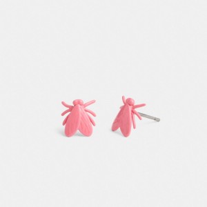 Coach Fly Stud Earrings Silver/Pink | COH866122