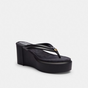 Coach Franki Flip Flop In Signature Jacquard Black | COH865860