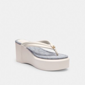 Coach Franki Flip Flop In Signature Jacquard Chalk | COH865901