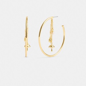 Coach Garden Charms Hoop Earrings Gold | COH866141