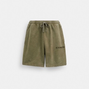 Coach Garment Dye Pull On Shorts Olive | COH866953