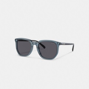 Coach Geometric Square Sunglasses Transparent Blue | COH866395