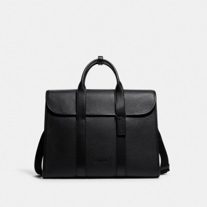Coach Gotham Portfolio Bag Pebble Leather/Smooth Leather/Black Copper/Black | COH866534