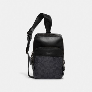 Coach Gotham Sling Pack 13 In Signature Canvas Charcoal | COH865462