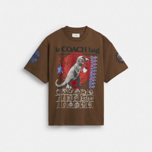 Coach Graphic Relaxed T Shirt In Organic Cotton Brown | COH866930