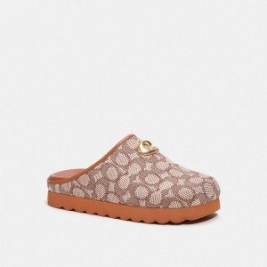 Coach Hadley Slipper In Signature Textile Jacquard Cocoa/Burnished Amber | COH865784