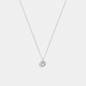 Coach Halo Heart Pendant Necklace Silver | COH866194