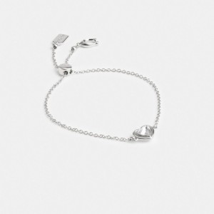 Coach Halo Heart Slider Bracelet Silver | COH866184