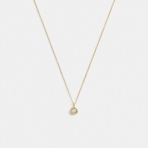 Coach Halo Round Pendant Necklace Gold | COH866132