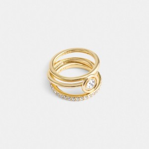 Coach Halo Round Ring Set Gold | COH866158