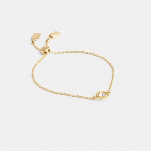 Coach Halo Round Slider Bracelet Gold | COH866134