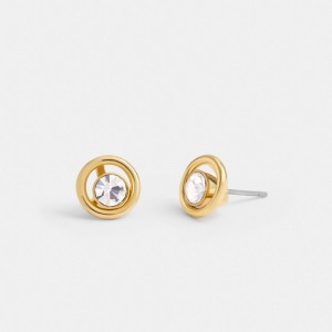 Coach Halo Round Stud Earrings Gold | COH866121