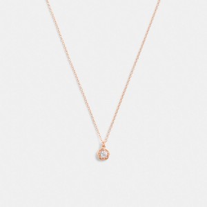 Coach Halo Tea Rose Pendant Necklace Rose Gold | COH866180