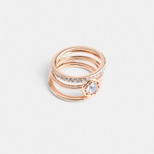 Coach Halo Tea Rose Ring Set Rose Gold | COH866145