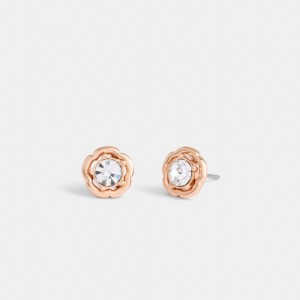 Coach Halo Tea Rose Stud Earrings Rose Gold | COH866133