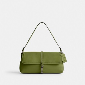 Coach Hamptons Bag Glovetan Leather/Silver/Dark Lime | COH864729