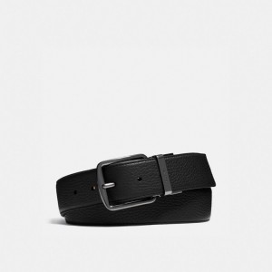 Coach Harness Buckle Cut To Size Reversible Belt, 38 Mm Black/Mahogany | COH866993