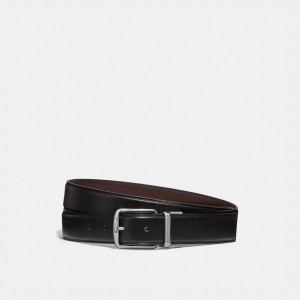 Coach Harness Buckle Cut To Size Reversible Belt, 32 Mm Black/Chestnut | COH866998