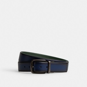 Coach Harness Buckle Cut To Size Reversible Belt, 38 Mm Deep Blue/Amazon Green | COH867000