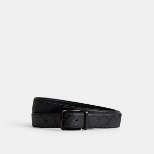 Coach Harness Buckle Cut To Size Reversible Belt, 38 Mm Charcoal/Black | COH867006
