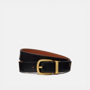 Coach Harness Buckle Reversible Belt, 25 Mm Brass/Black/1941 Saddle | COH866314