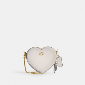 Coach Heart Crossbody Bag 14 Glovetan Leather/Brass/Chalk | COH865430