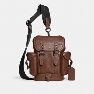 Coach Hitch Backpack 13 Leather/Dark Saddle | COH866491