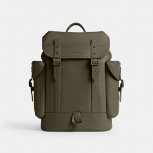 Coach Hitch Backpack Calf Leather/Army Green | COH866488