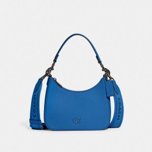 Coach Hobo Crossbody Bag With Signature Canvas Blueberry | COH866563