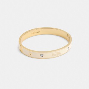 Coach Horse And Carriage Enamel Hinged Bangle Gold/Chalk | COH866205